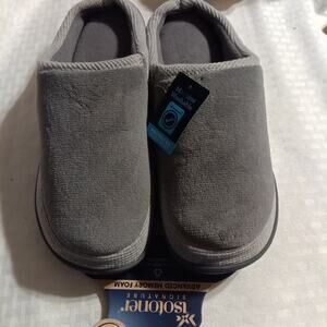 Isotoner men's memory foam clog slippers in gray color Indoor Outdoor Sole 11/12